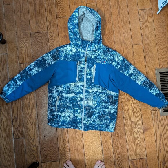 Swiss Tech Youth Ski Snow Coat Jacket Side 10/12 Large 3 In 1 Waterproof Blue - Picture 1 of 4